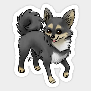 Dog - Chihuahua - Long Haired - Tri-Color Sticker